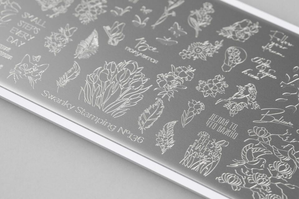 Swanky Stamping Plaka 136 (Çiçekler Yapraklar Kuşlar)