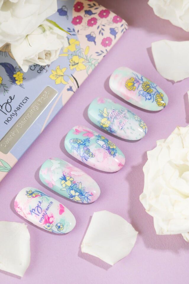 Swanky Stamping Plaka 136 (Çiçekler Yapraklar Kuşlar)