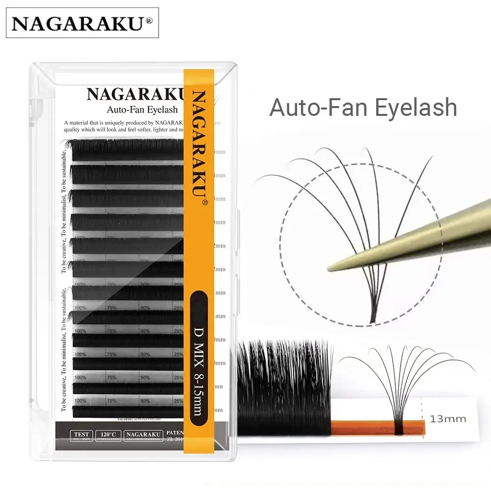 Nagaraku Çek-Bırak (Auto-Fan) Kolay Hacim Kirpikler Siyah 0,07 mm