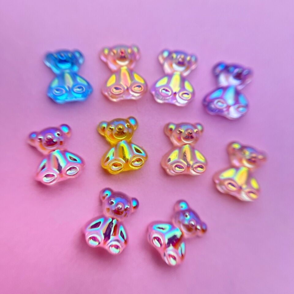 Zoo 1810 3D Charm Ayıcık 10 Adet 9,5*11 mm Çeşitli Renk