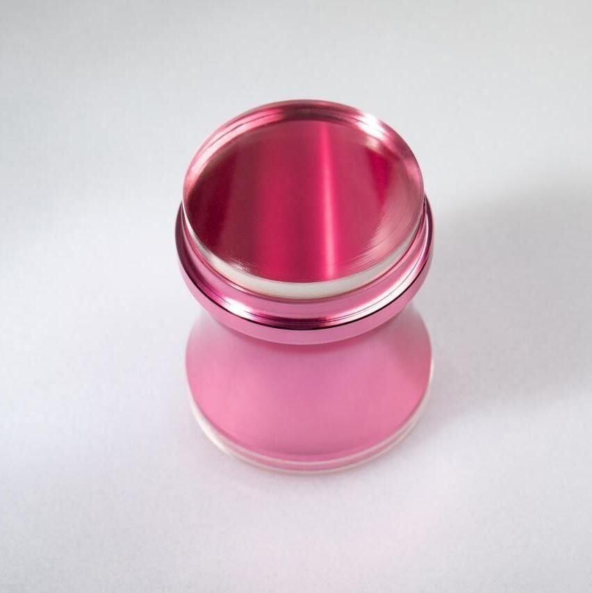 Swanky Stamping Silikon Yüvarlak Pembe Kapaklı Yüksek Stamper (4cm)
