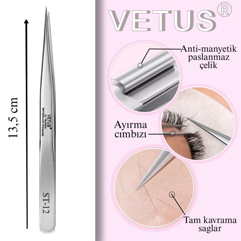 Vetus Kirpik Cımbızı  Düz ST-12
