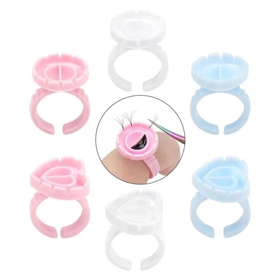 Hacım İpek Kirpik Kalp Şeklinde Tek Kullanımlık Yüzüğü Pembe 100 lü