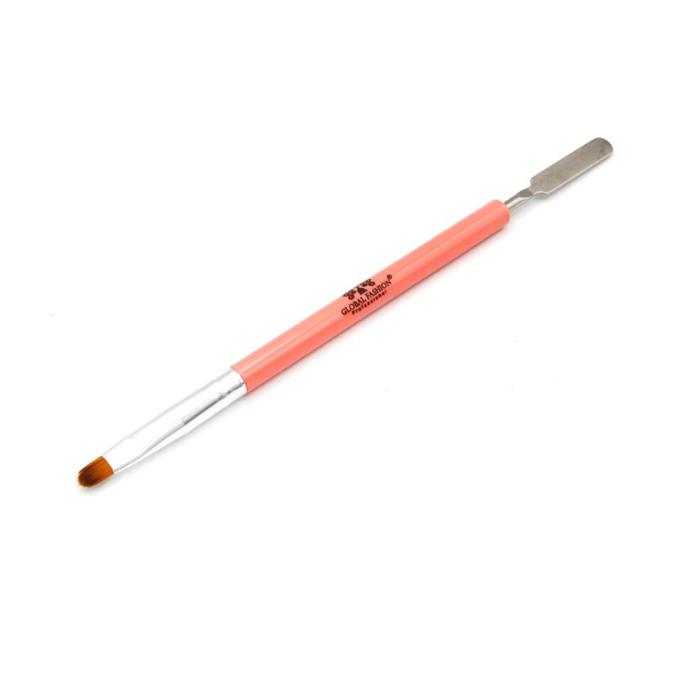 Global Fashion Çift Taraflı Jel & Polijel Fırçası (6 mm / 10 mm) – Metal Spatula (6 mm / 25 mm)