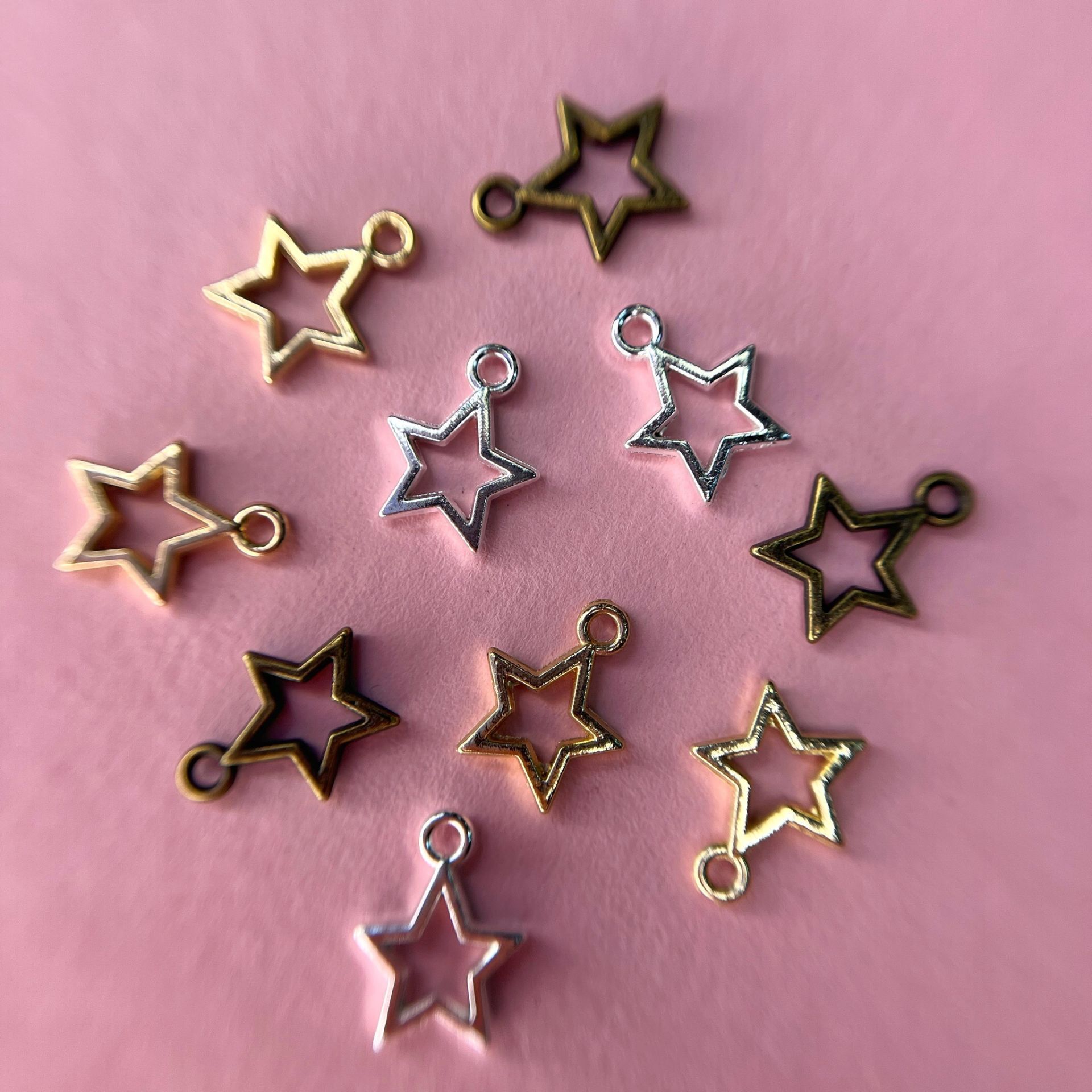 Zoo 1861 3D Charm Piercing Yıldızlar 10 Adet Çeşitli Renk