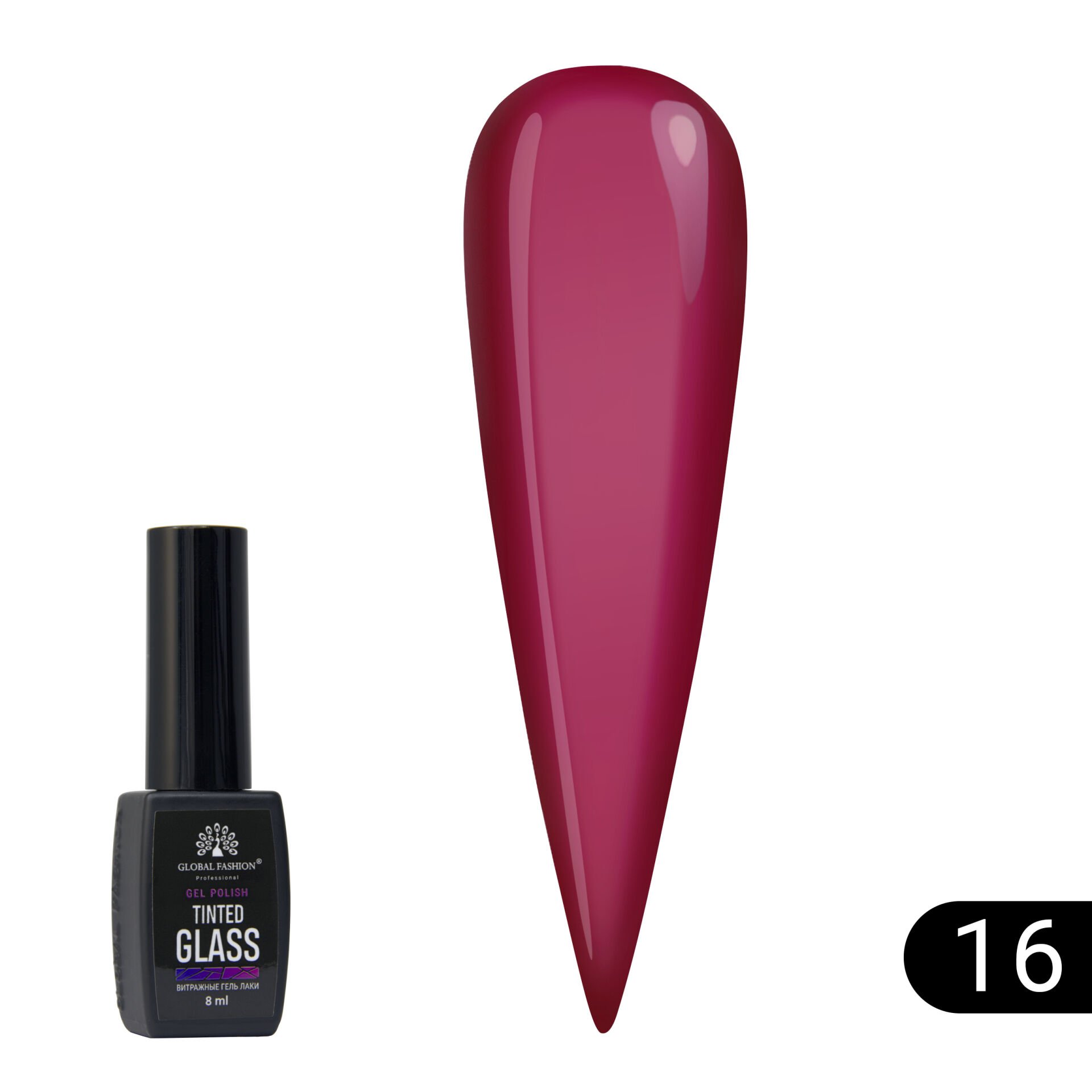 Global Fashion Renkli Cam Efekti Kalıcı Oje 16 (8ml)