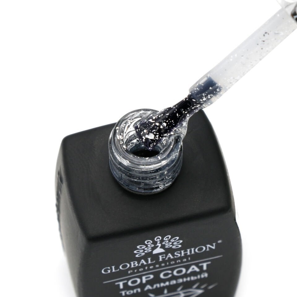 Global Fashion Gümüş Folyo Efektli Yapışkansız Top Coat (12 ml)
