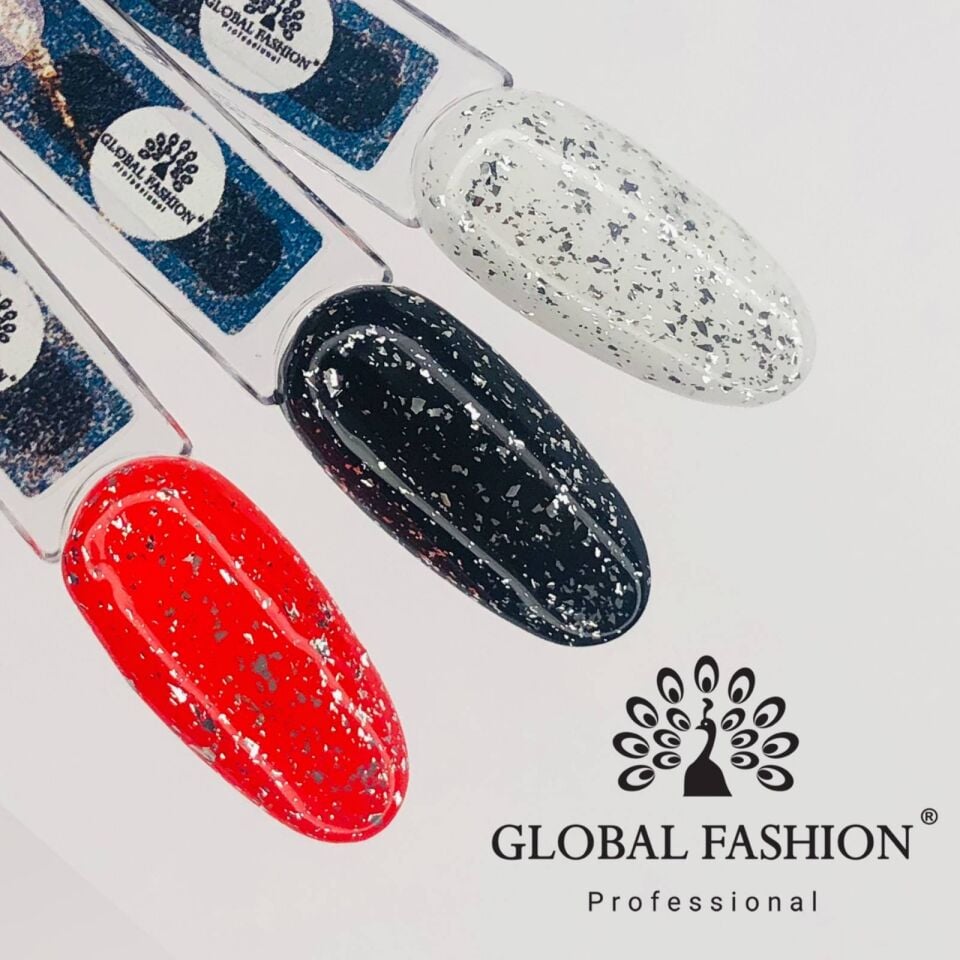 Global Fashion Gümüş Folyo Efektli Yapışkansız Top Coat (12 ml)