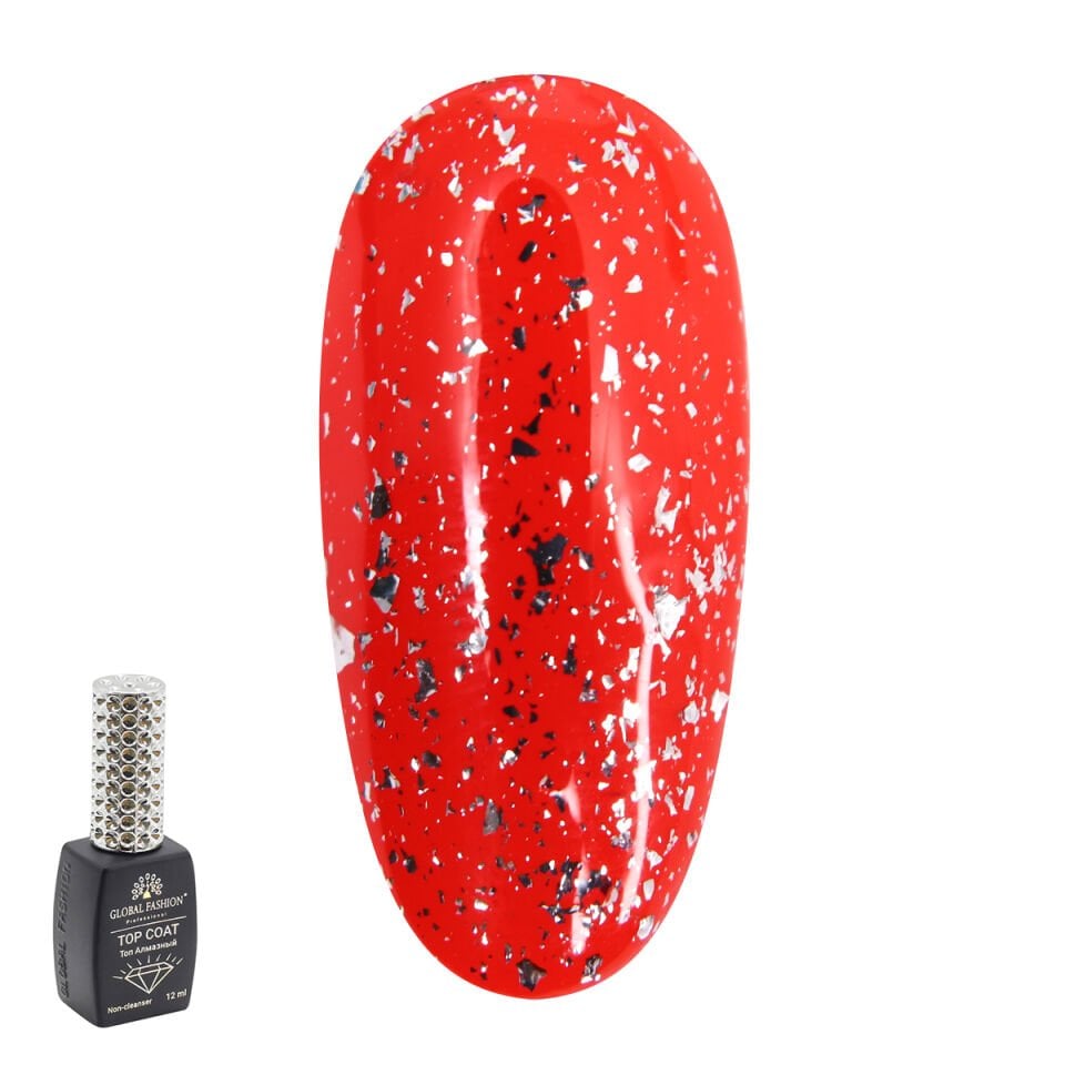 Global Fashion Gümüş Folyo Efektli Yapışkansız Top Coat (12 ml)