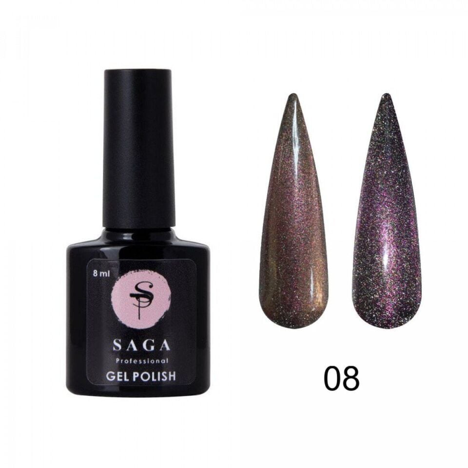 Saga Cat Chameleon Kalıcı Oje Kedi Gözü Disko CC 08 Gül Kurusu/Yeşil (8ml)