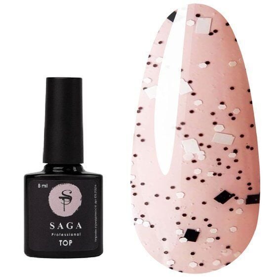 Saga Top Coat 1 Siyah Beyaz Parçacıklı (9ml)