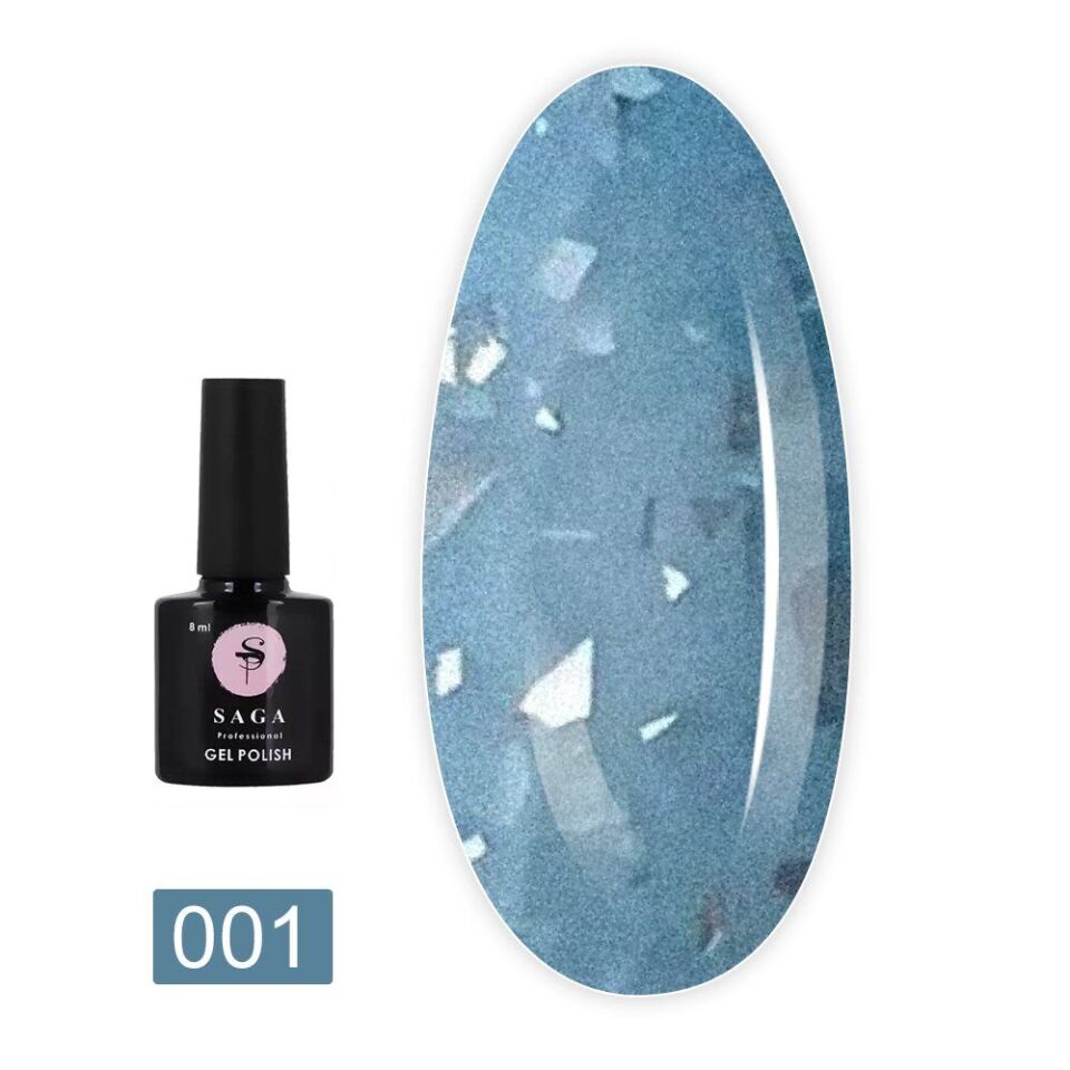 Saga Leaf Base Coat 1 Açık Mavi Gümüş Parçacıklı (9ml)