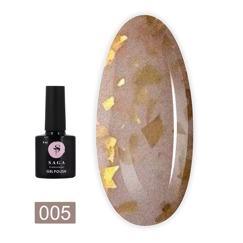 Saga Leaf Base Coat 5 Şeftali Rengi Altın Parçacıklı (8ml)