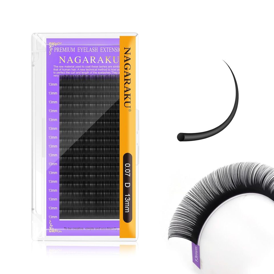 Nagaraku Kirpik Siyah Uzunluk 13mm/ Kalınlık 0.07mm/ Kıvrım D