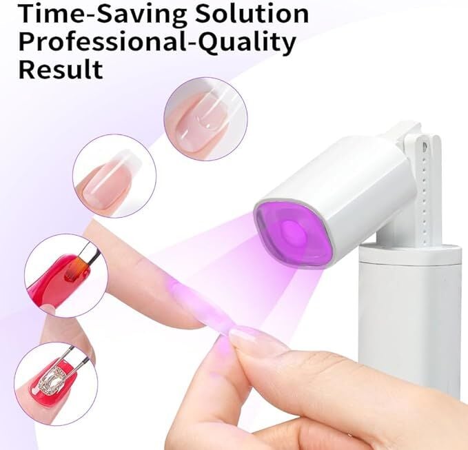 UV/LED Tırnak Lambası ve Damga Seti – 1W El Feneri Tipi + 4 Mini Silikon