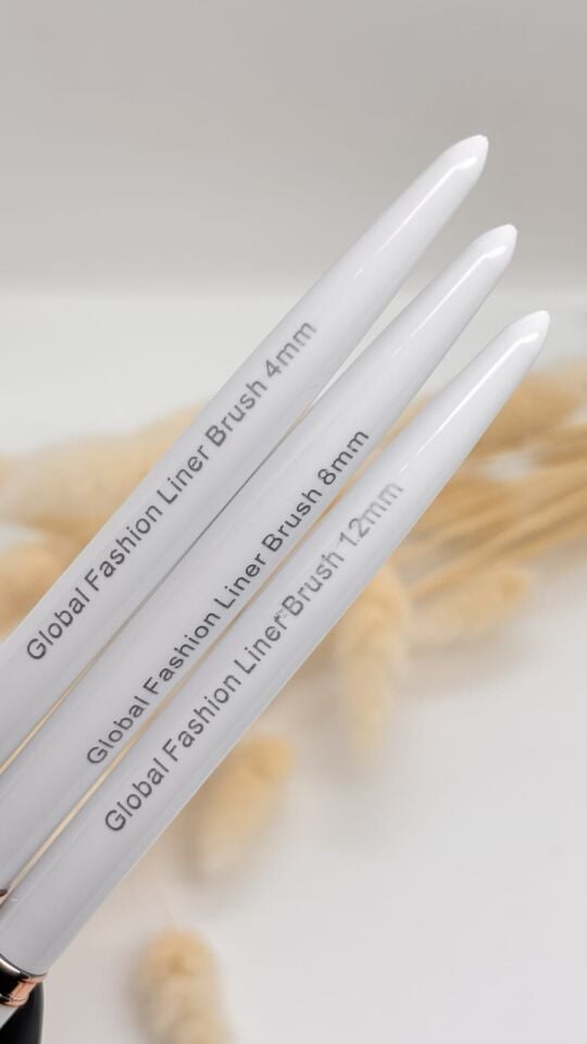 Global Fashion Liner Nail Art Fırça Seti Kapaklı 4 mm / 8 mm / 12 mm
