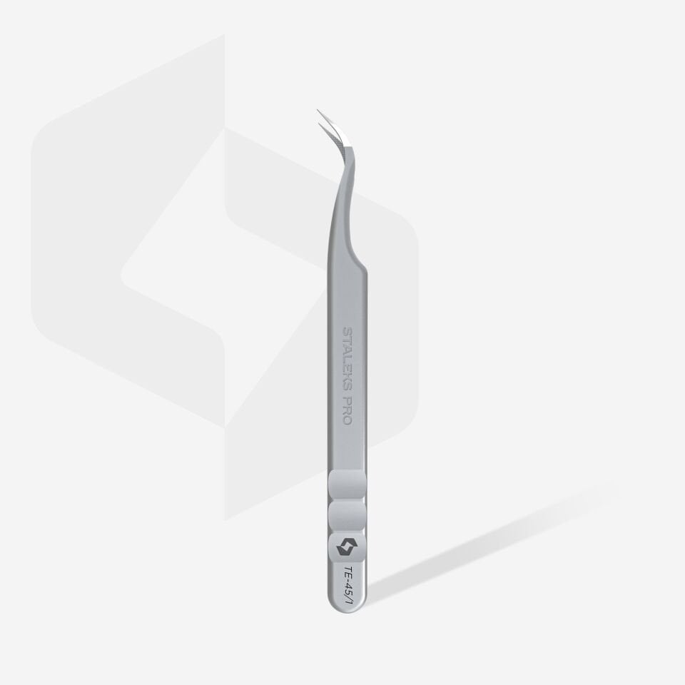 Staleks EXPERT 45 Type 1 Profesyonel Fiber Uçlu Kirpik Cımbızı (Kavisli)