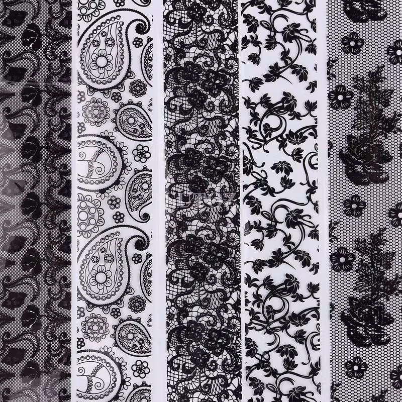 Siyah Beyaz Dantel Tırnak Folyo (2.5cm x 50 cm) 1 Adet