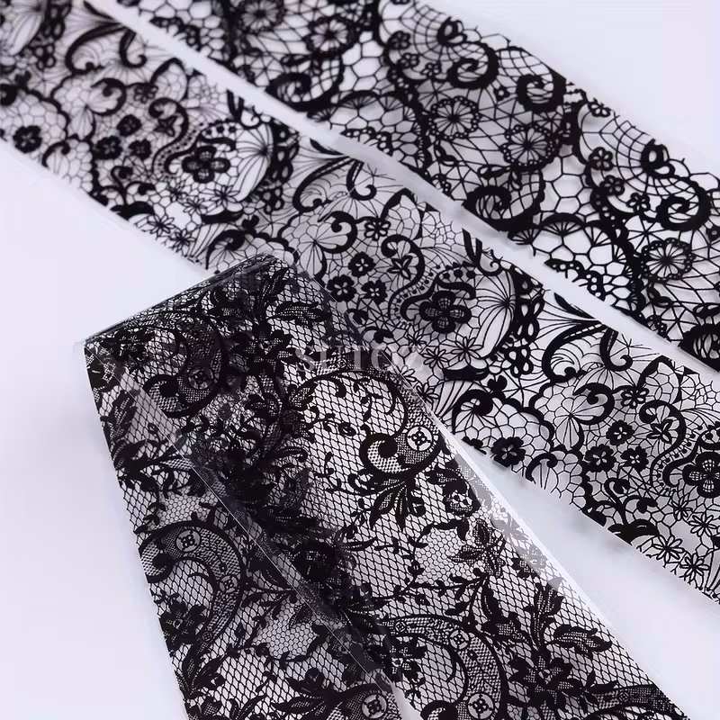 Siyah Beyaz Dantel Tırnak Folyo (2.5cm x 50 cm) 1 Adet