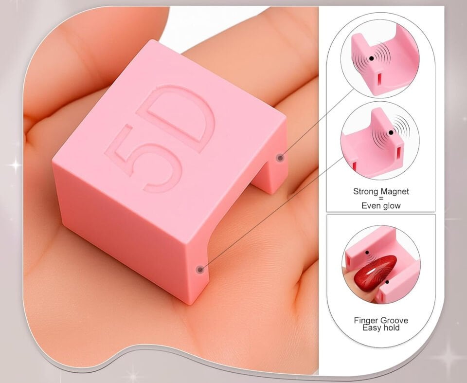 5D Kedi Gözü Tırnak Mıknatısı – Parmak Destekli Güçlü Nail Magnet