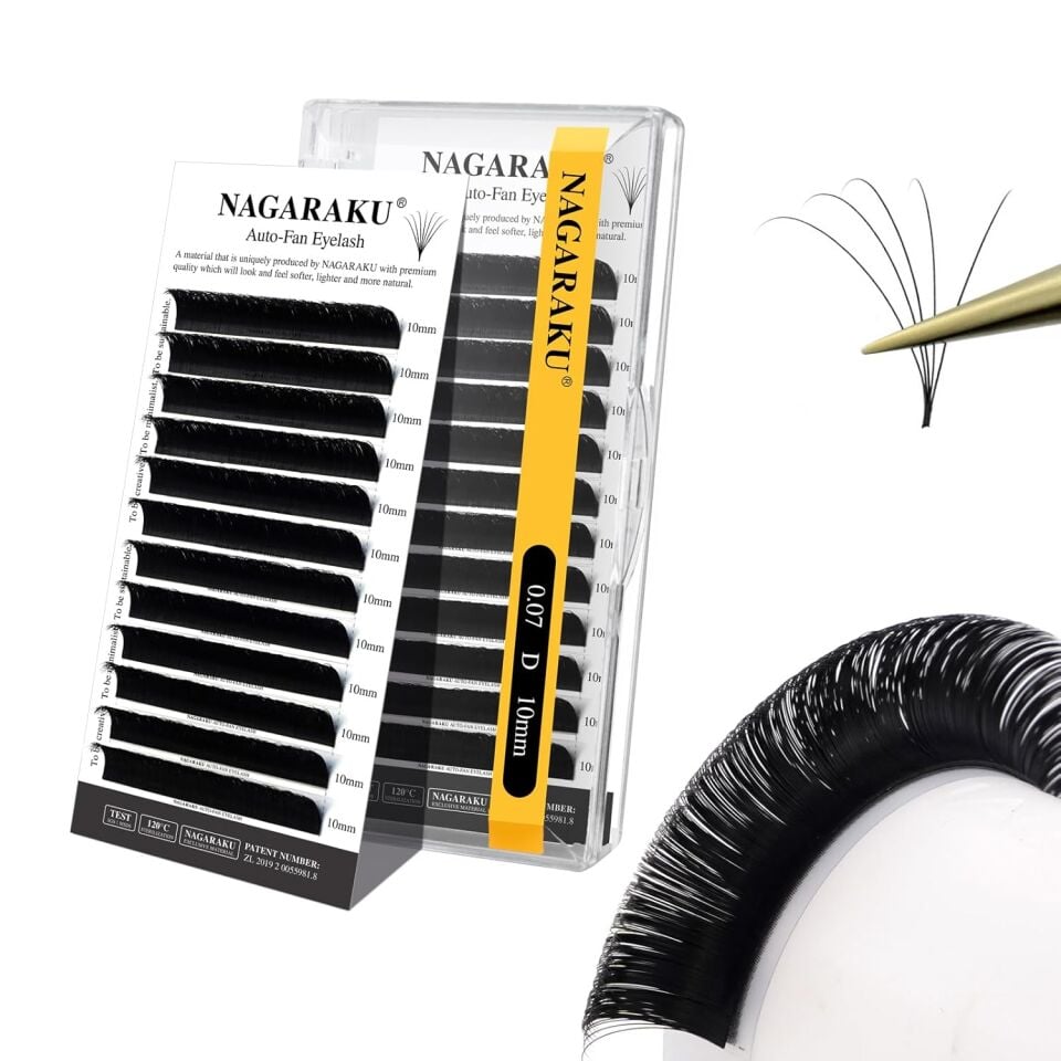 Nagaraku Çek-Bırak Kolay Hacim Kirpik Siyah Uzunluk 10 mm/ Kalınlık 0.07 mm/ Kıvrım D