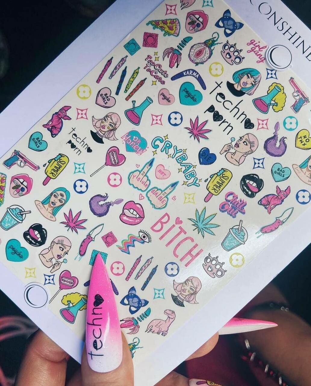 Moonshine.Nails Su Transferi Sticker Techno