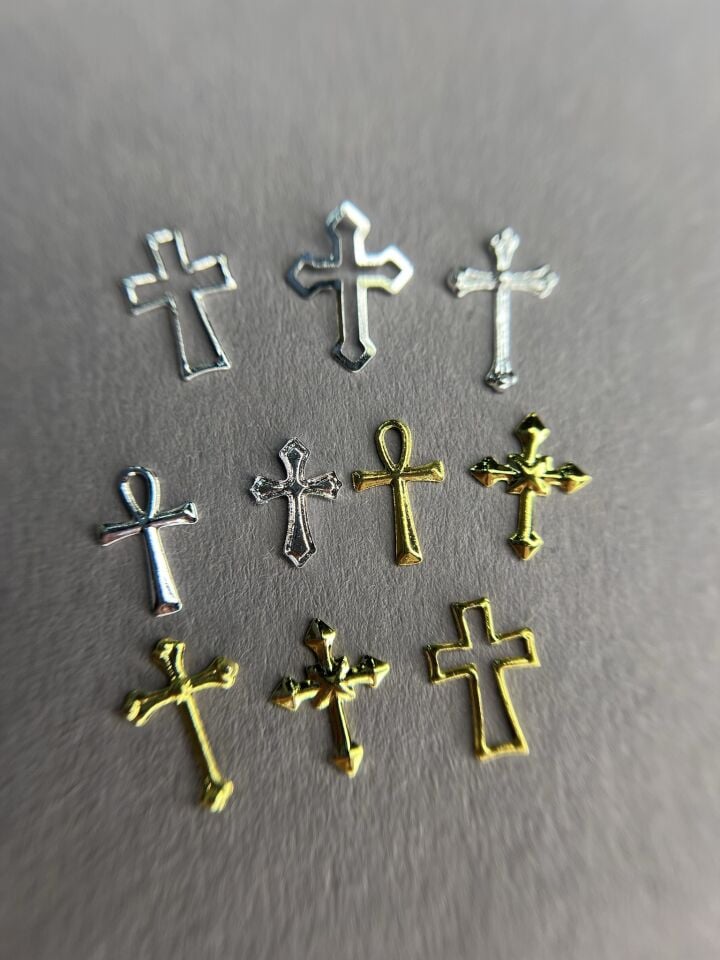 Zoo 1871 3D Tırnak Süsü Haç Figürlü (Cross) 10 Adet