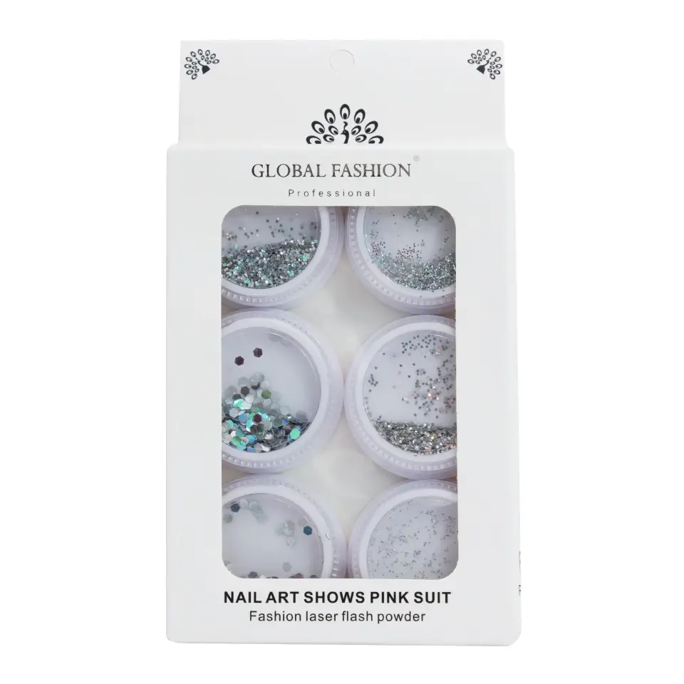 Global Fashion Disko Yansıtıcı Tırnak Pul Süsü Set (6 Adet)