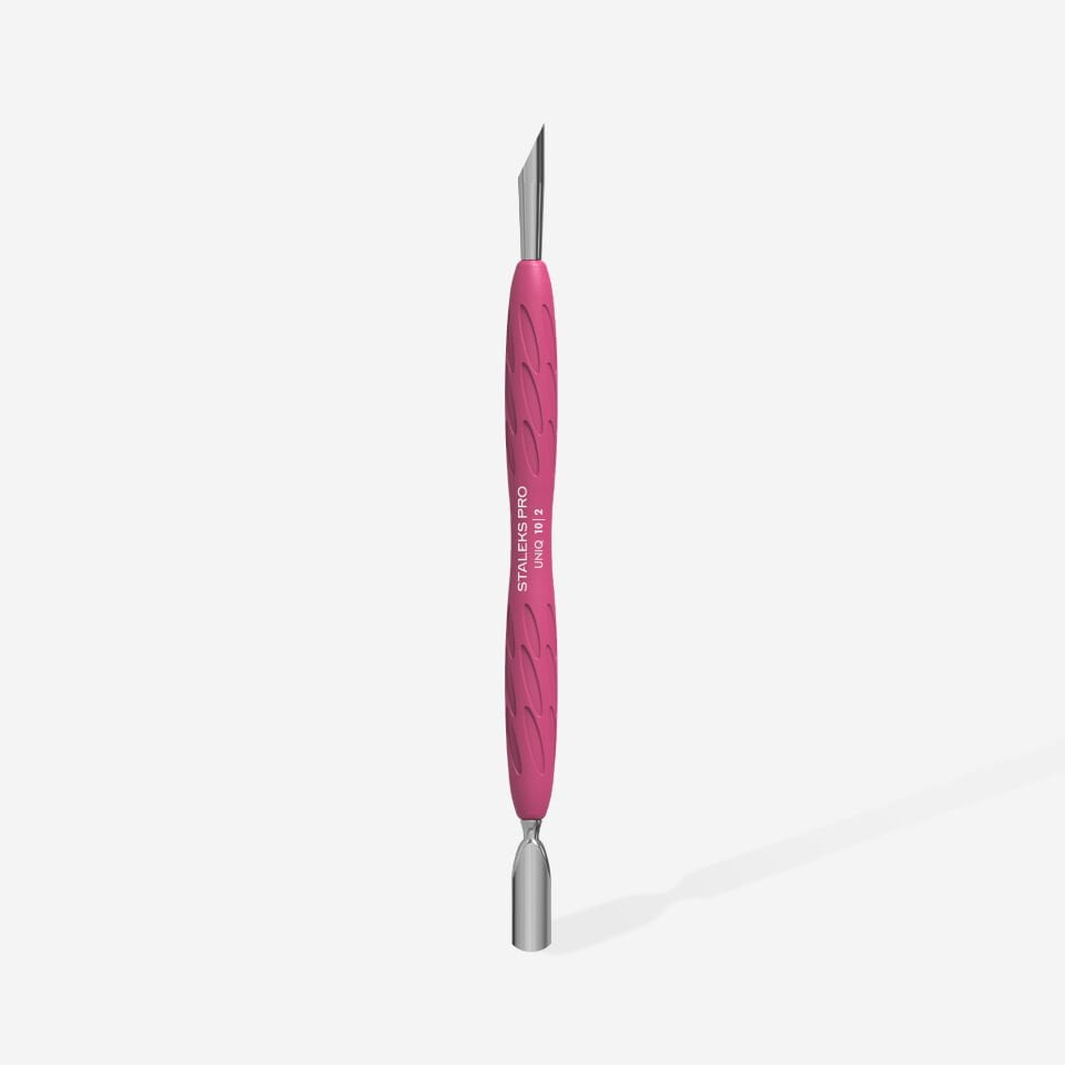 Staleks Pro UNIQ 10 TYPE 2 Silikon Saplı Kutikül İtici (Dar Yuvarlak İtici & Eğik İtici) - Pembe