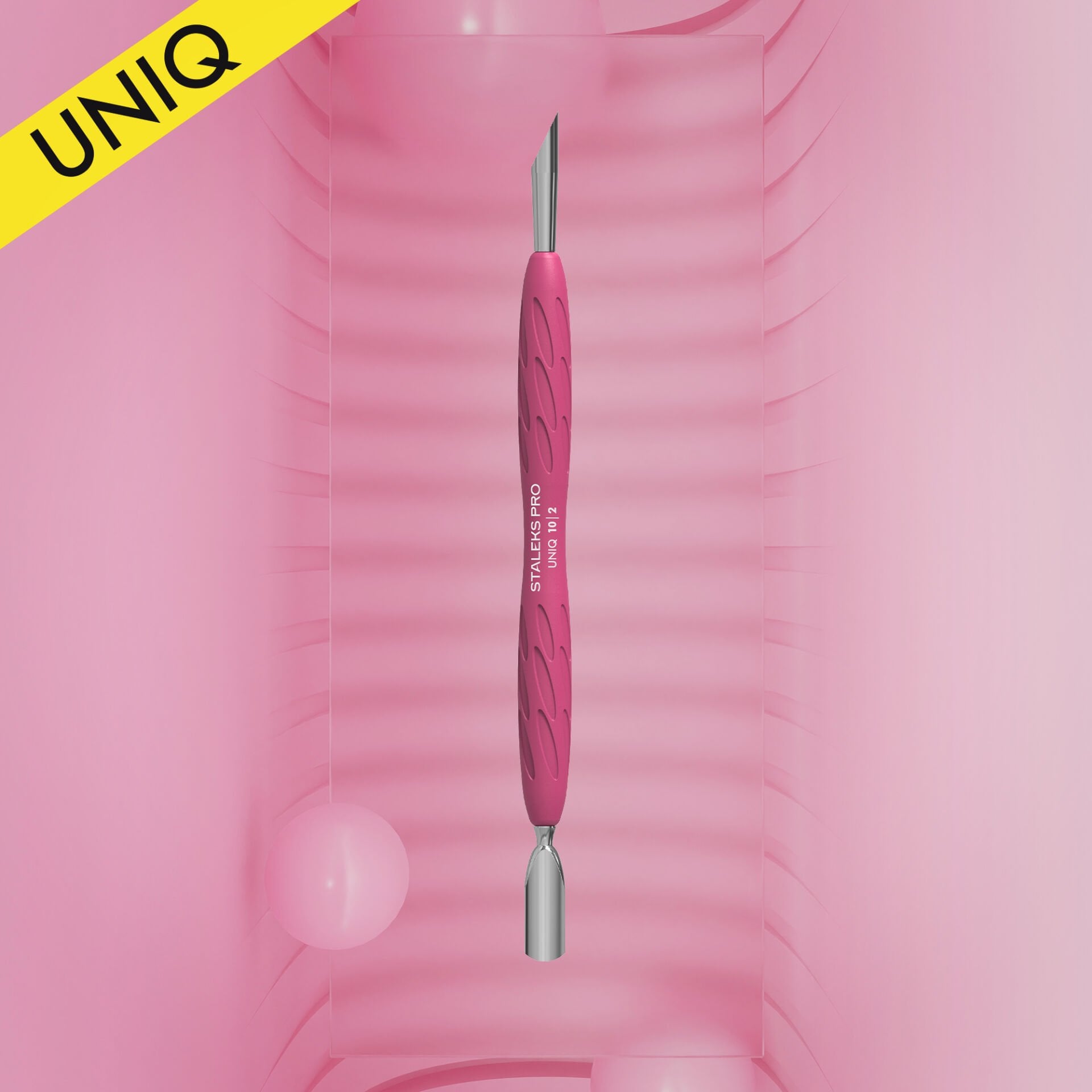Staleks Pro UNIQ 10 TYPE 2 Silikon Saplı Kutikül İtici (Dar Yuvarlak İtici & Eğik İtici) - Pembe