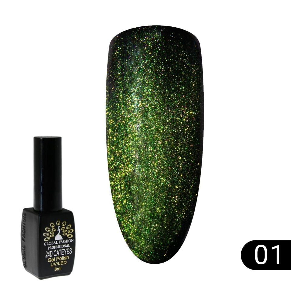 Global Fashion 24D Galactic Kedi Gözü Kalıcı Oje 01 (8ml)