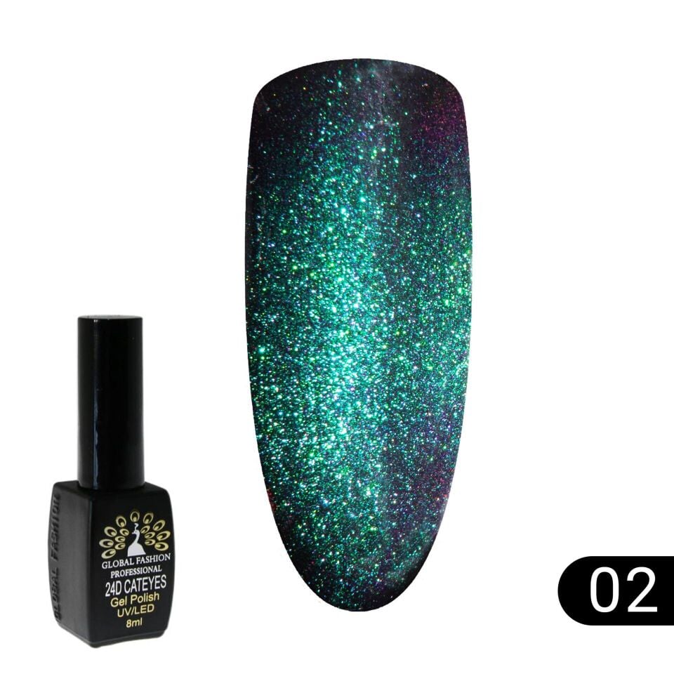 Global Fashion 24D Galactic Kedi Gözü Kalıcı Oje 02 (8ml)