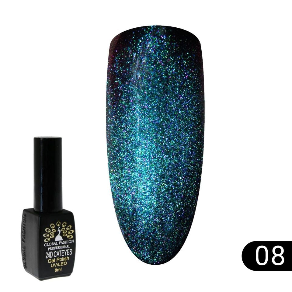Global Fashion 24D Galactic Kedi Gözü Kalıcı Oje 08 (8ml)
