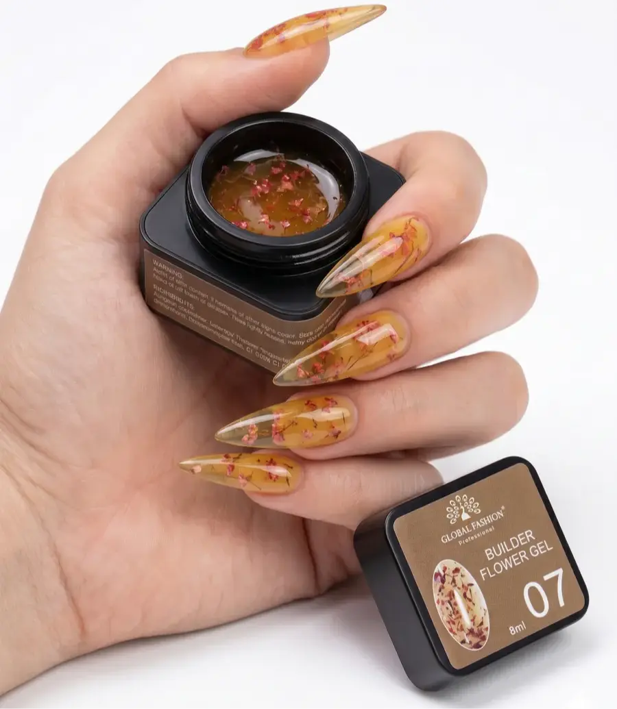 Global Fashion Builder Flower Gel 07 - (8 ml) Kuru Çiçekli Tırnak Modelleme Jeli