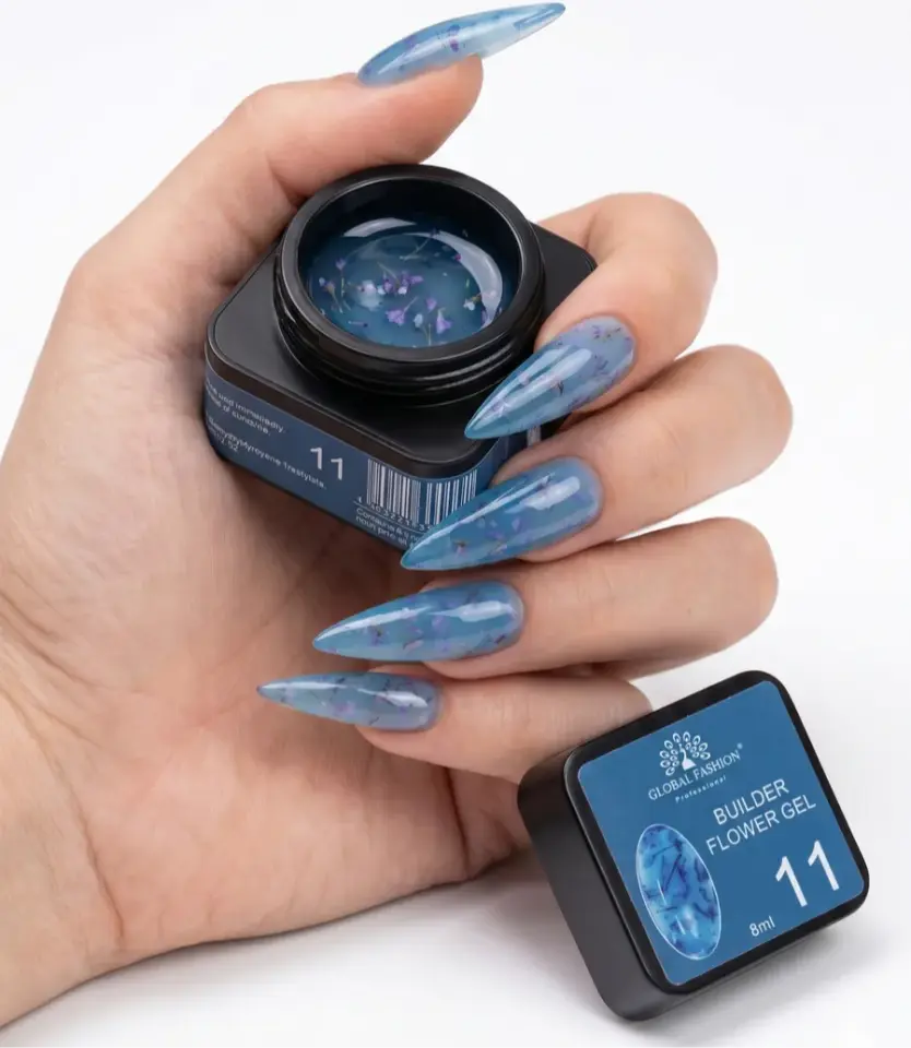Global Fashion Builder Flower Gel 11 - (8 ml) Kuru Çiçekli Tırnak Modelleme Jeli