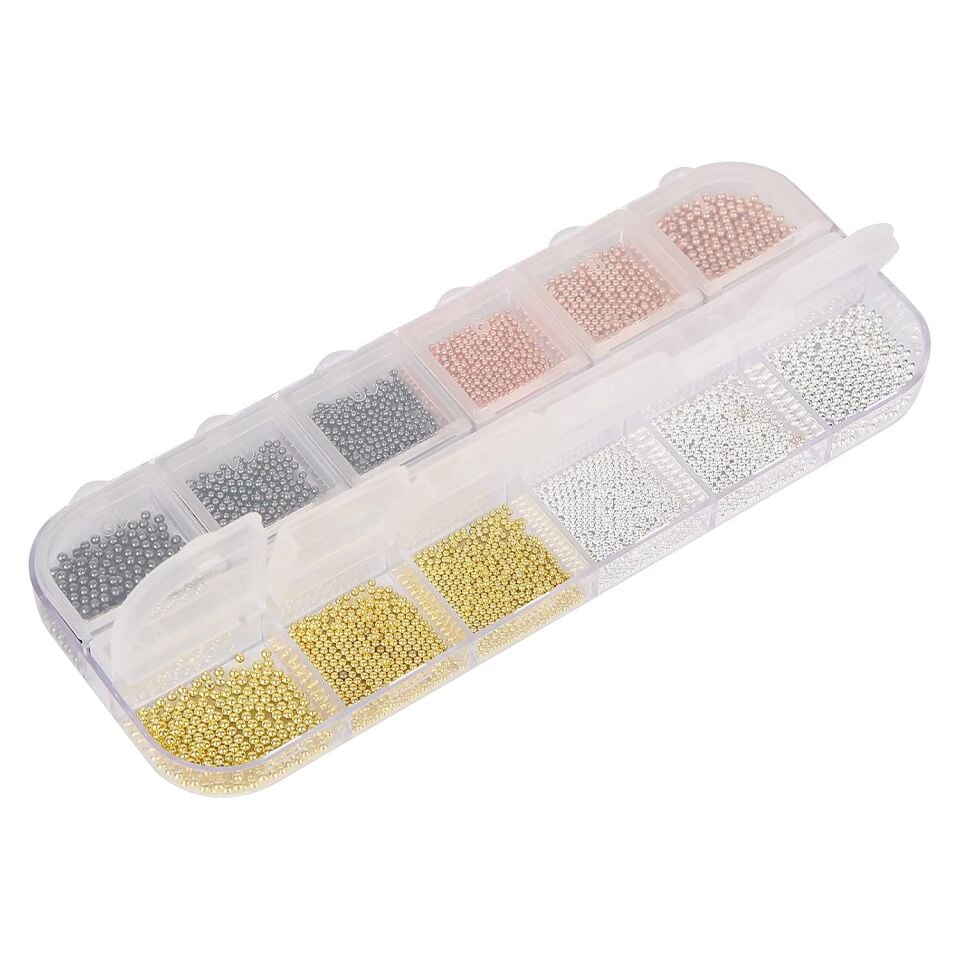 Nail Art Metal Boncuk Havyar Seti 3 Farklı Boy – Gümüş, Altın, Bakır ve Metalik Havyarlar