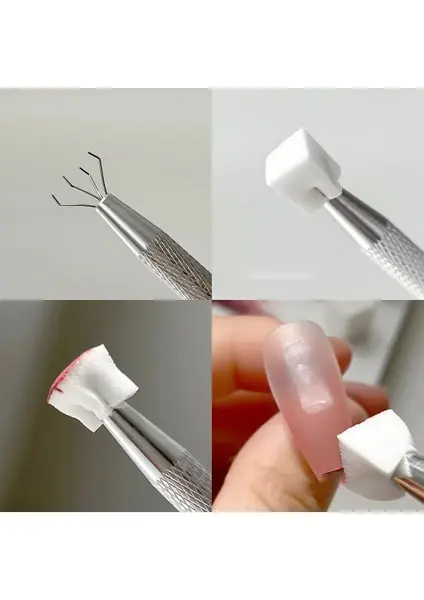 Nail Art Ombre Süngeri Seti 100 Adet – Beyaz Sünger ve Metal Tutucu
