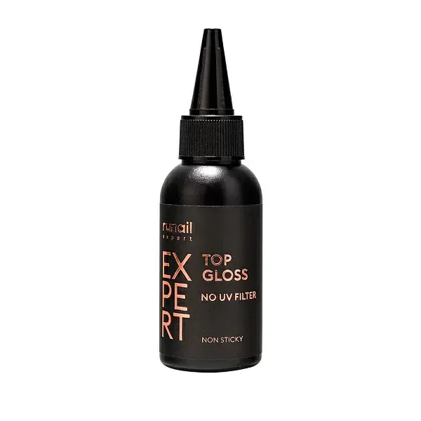 Runail Expert Top Gloss Non Sticky – UV Filtresiz, Yapışkan Tabaka Bırakmayan Parlak Top Coat 50 ml