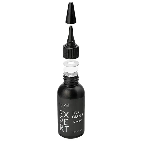 Runail Expert Top Gloss Non Sticky – UV Filtreli, Yapışkan Tabaka Bırakmayan Parlak Top Coat 50 ml