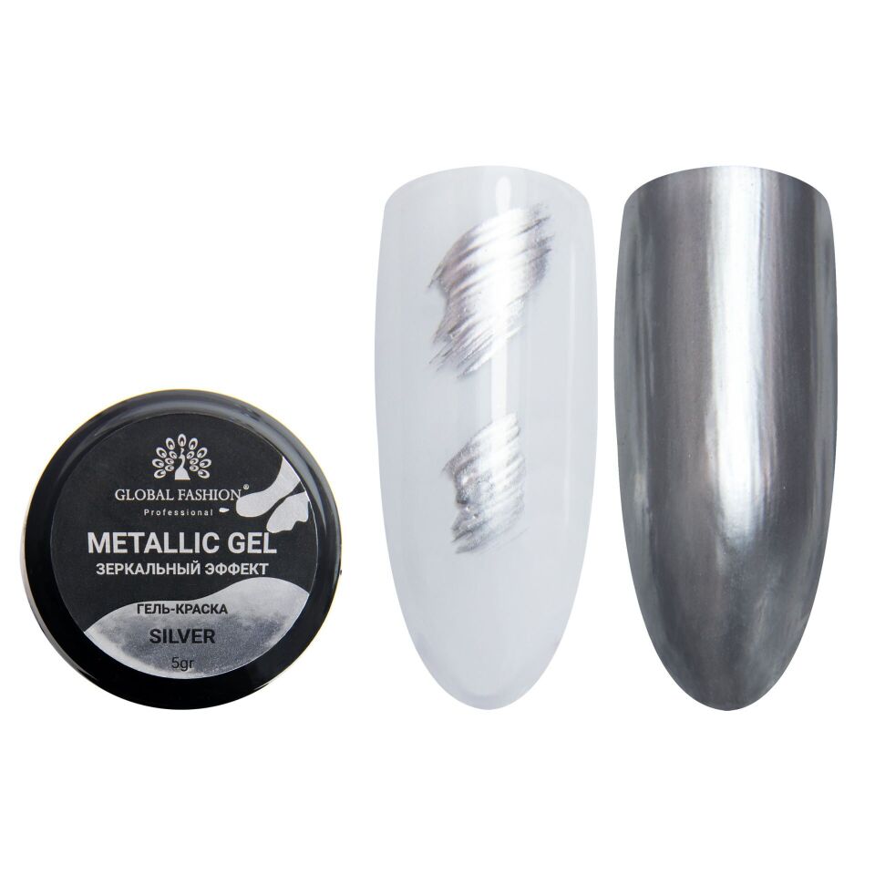 Global Fashion Metallic Gel Renkli Jel Boya Silver (5gr)