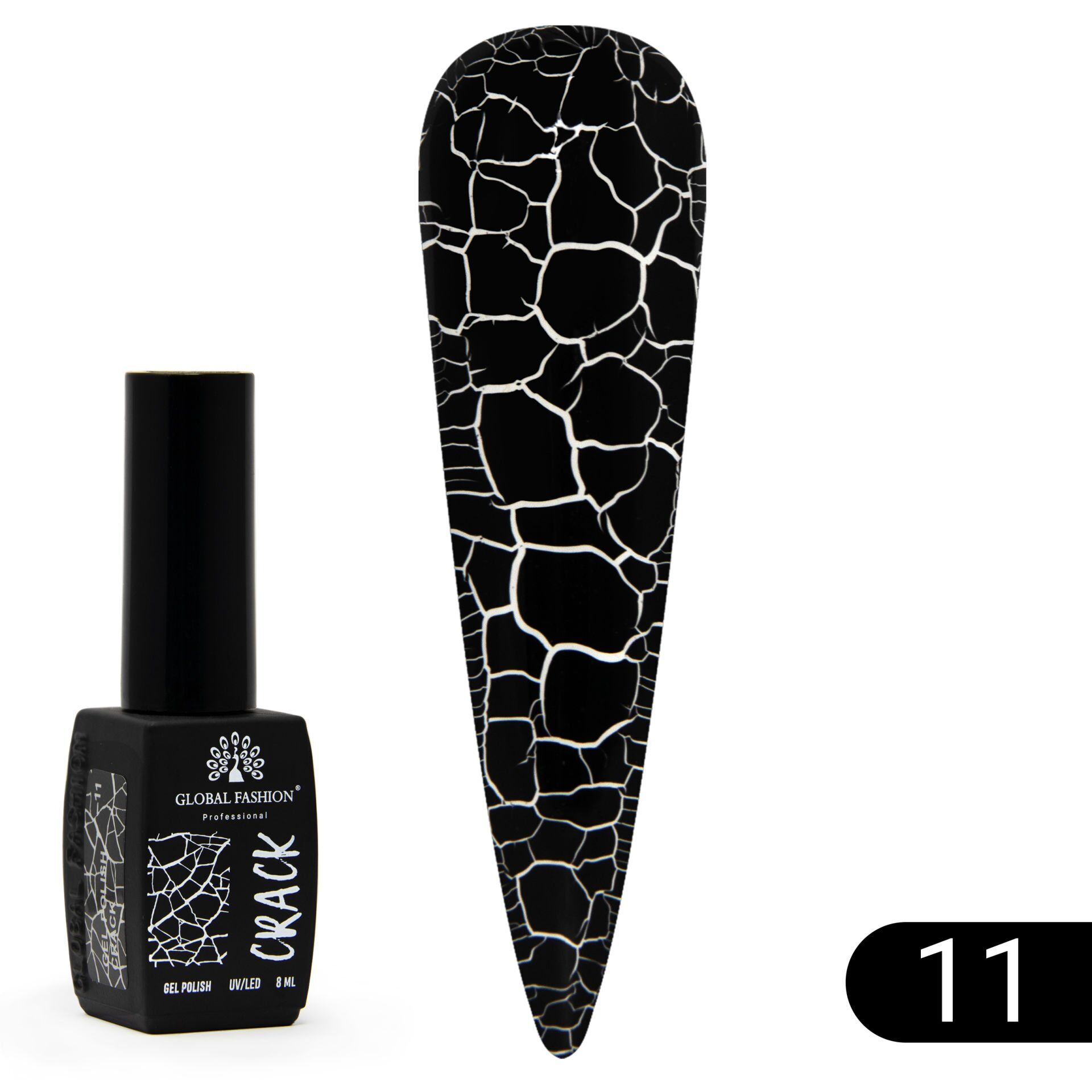 Global Fashion Kalıcı Oje Crack Effect Black 11 (8ml)