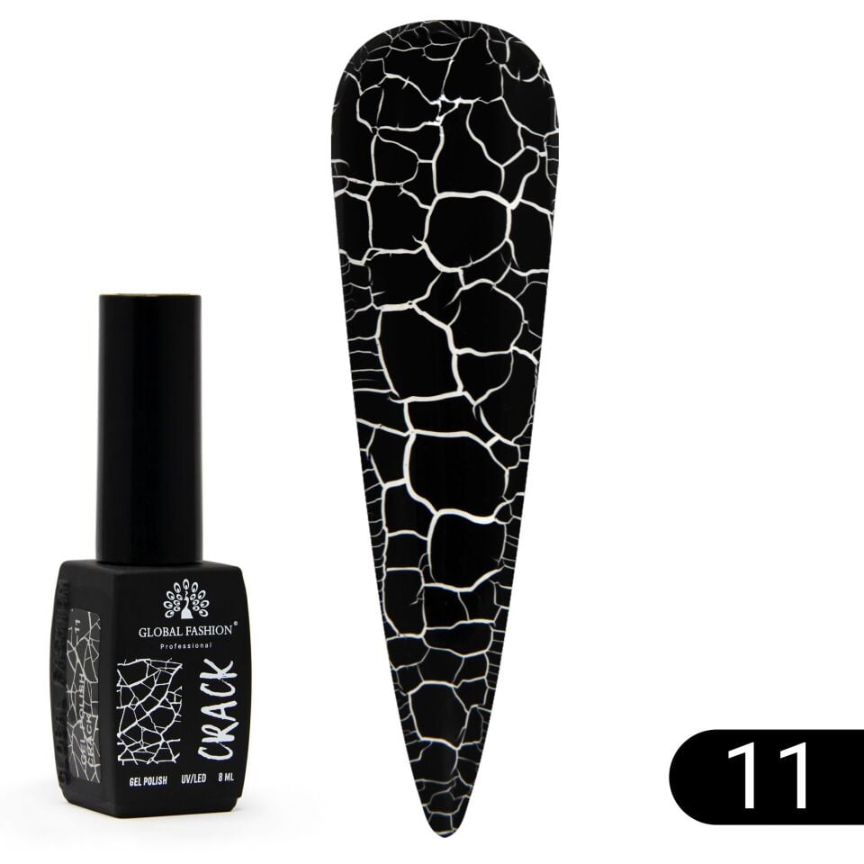 Global Fashion Kalıcı Oje Çatlak Effecti Siyah (8ml)